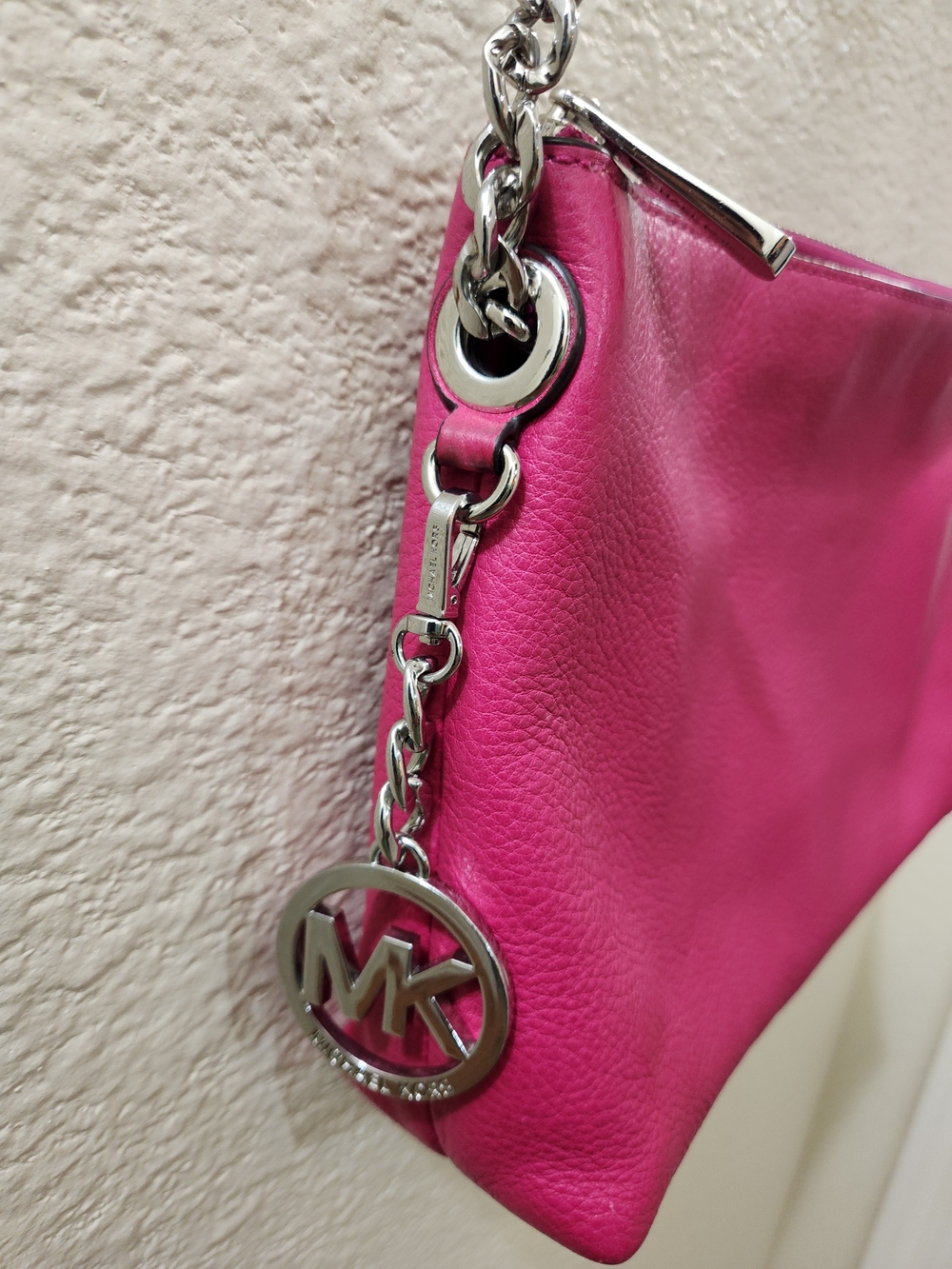 Michael Kors Pink Leather Chain-Detail Wristlet